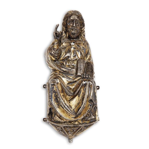 



Nicola da Guardiagrele, Blessing Christ, partially gilded silver foil relief