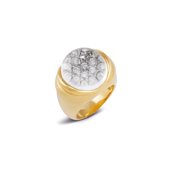 Mauboussin - MAUBOSSIN DIAMOND AND ROCK CRYSTAL RING IN 18KT YELLOW GOLD