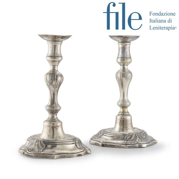 PAIR OF SILVER CANDLESTICKS, 18TH CENTURY