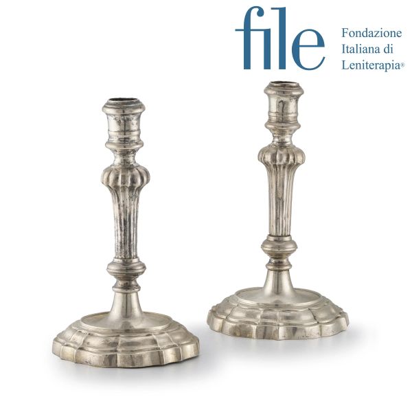 TWO SILVER CANDLESTICKS, 19TH CENTURY