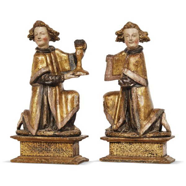 



German carver, early 16th century, a pair of holders figures, wood
