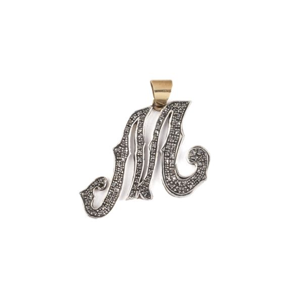 LETTER &quot;M&quot; PENDANT IN 14KT GOLD AND SILVER