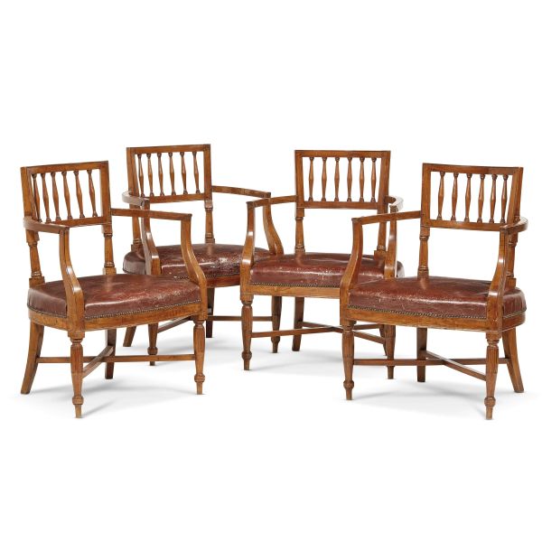 FOUR LOMBARD ARMCHAIRS, LATE 18TH CENTURY