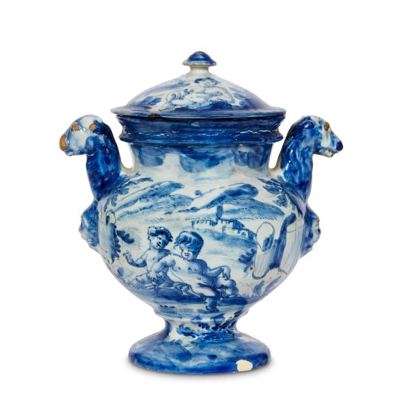 



VASO DA ELETTUARI CON COPERCHIO, SAVONA, PRIMA MET&Agrave; SECOLO XVIII