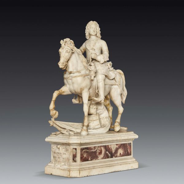 Francesco Antonio Cassarini known as Panzetta, model for the equestrian monument of Francesco III d'Este Duke of Modena, 1750, white Carrara marble
