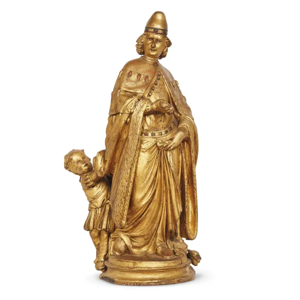 Attributed to Antonio Gai, Doge mocenigo, gilded wood