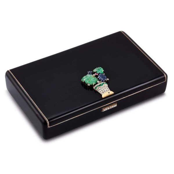 Cartier - CARTIER VANITY CASE IN BLACK LACQUE AND VERMEIL SILVER