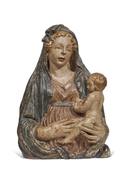 Florentine, first half 15th century, Madonna with Child, polychromed terracotta, 54x35x16 cm