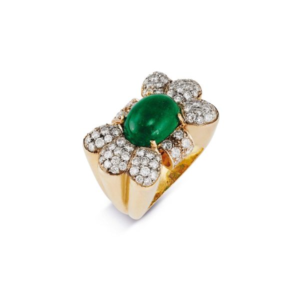 



MORONI EMERALD AND DIAMOND RING IN 18KT YELLOW GOLD