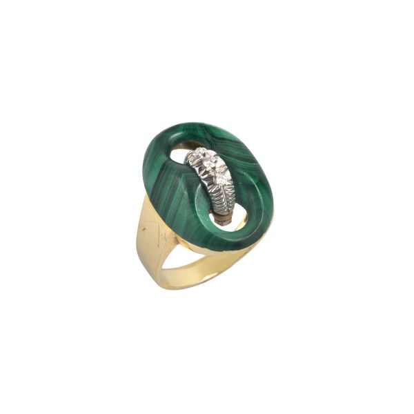 ANELLO CON MALACHITE E DIAMANTI