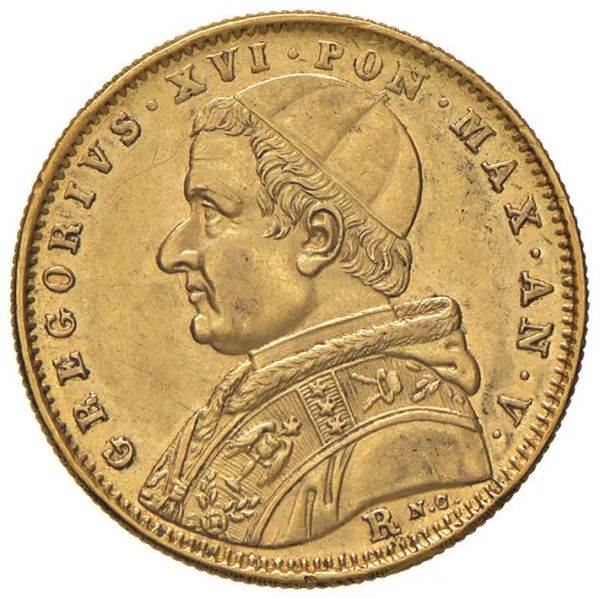      ROMA. STATO PONTIFICIO. GREGORIO XVI (1831-1846) 5 SCUDI 1835 an. V  