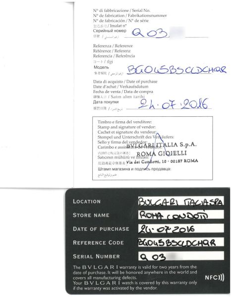 BULGARI GERALD GENTA OCTO QUADRI RETRO REF. BGO45BSC CHQR N. Q03XX ANNO 2016