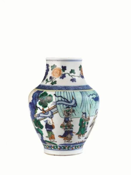  Vaso, Cina, periodo repubblicano , in porcellana Wucai decorato con figure in