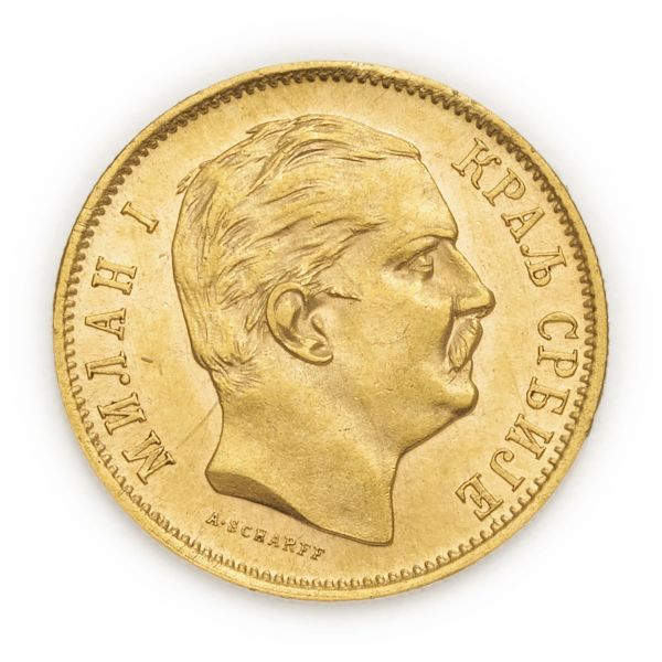 



Milan I Obrenovic (1882-1889) &ndash; 10 Dinara 1882 &ndash; Zecca: Vienna