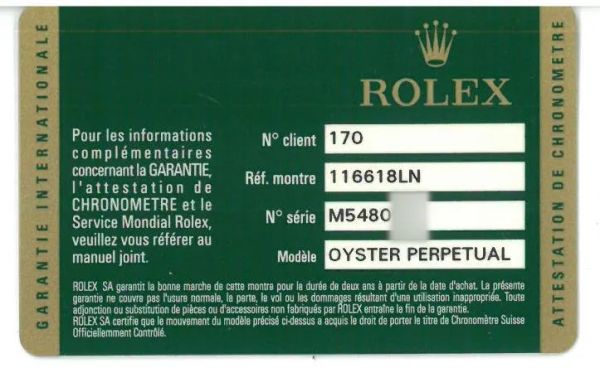 ROLEX SUBMARINER ORO GIALLO REF. 116618LN N. M5480XX ANNO 2009
