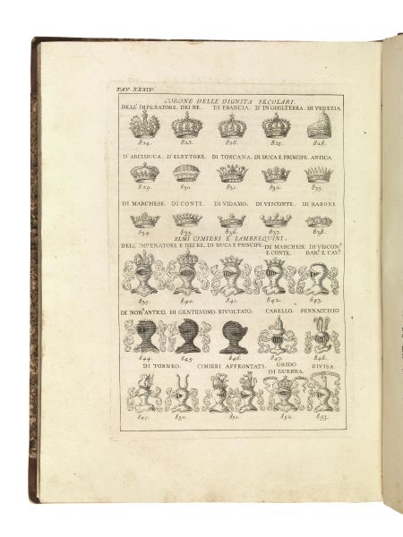      (Araldica - Illustrati 700)   GINANNI, Marco Antonio.   L&rsquo;arte del blasone dichiarata per alfabeto.   In Venezia, presso Guglielmo Zerletti, 1756.  