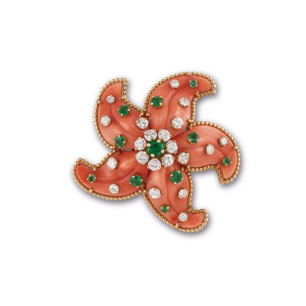 BULGARI SEA STAR BROOCH IN 18KT YELLOW GOLD