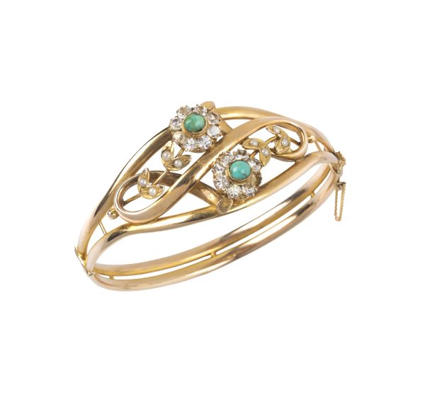 BRACCIALE FLOREALE CON PIETRE VERDI