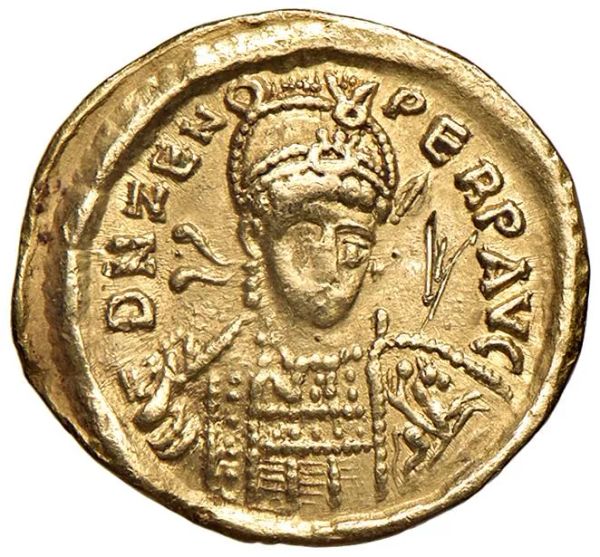 OSTROGOTI. TEODORICO (493-526) A NOME DI ZENO (474-491). ZECCA INCERTA. SOLIDO