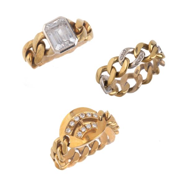 LOT COMPOSED OF THREE GROUMETTE RINGS IN 18KT GOLD