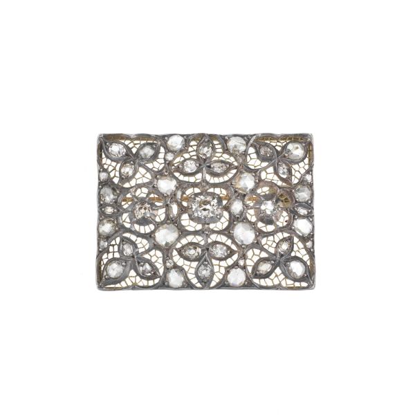 DIAMOND BROOCH IN GOLD AND SILVER