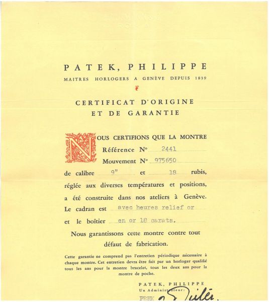 PATEK PHILIPPE HAUSMANN & CO. REF. 2441 "EIFFEL TOWER" ANNO 1954