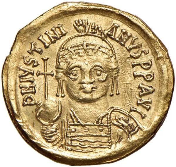 BISANZIO. GIUSTINIANO I (525-565). ZECCA DI CARTAGINE. SOLIDO