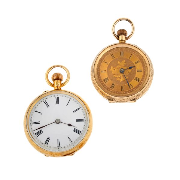 TWO SMALL YELLOW GOLD POCKET WATCHES