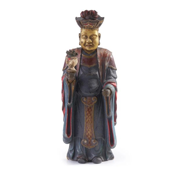 



A POLYCHROME AND GILT WOOD FIGURE, CHINA, REPUBLIC PERIOD (1912&ndash;1949) 