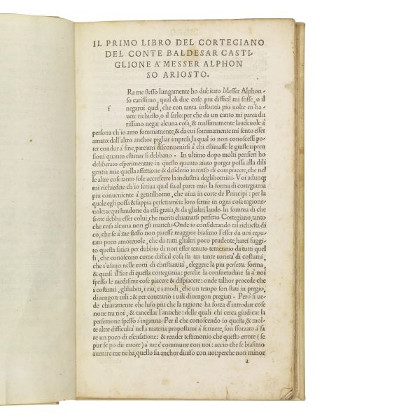 (Prime edizioni)   CASTIGLIONE, Baldassarre.   Il libro del cortegiano del conte Baldesar Castiglione  [..]