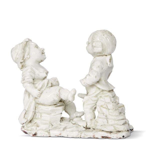 Venetian, circa 1770, A couple of dwarfs in erotic attitude, Manufactory of Geminiano Cozzi, porcelain,  [..]