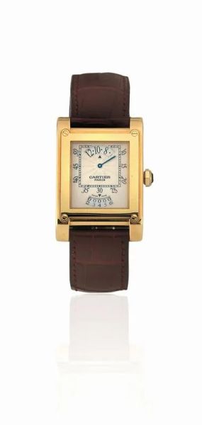 OROLOGIO DA POLSO CARTIER TANK A VIS, COLLECTION PRIVEE, REF. 2553, CASSA N. 232 MG, IN ORO GIALLO 18K, CON SCATOLA E GARANZIA, 2000 CIRCA