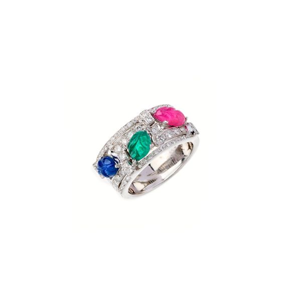 



MULTI GEM BAND RING IN 18KT WHITE GOLD