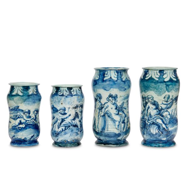 



TWO PAIRS OF PHARMACY JARS (ALBARELLI), SAVONA, LATE 17TH CENTURY