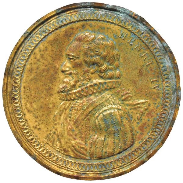      FRANCIA. ENRICO IV DI BORBONE (1553-1610) MEDAGLIA - RELIQUIA UNIFACE IN TECA CON CIOCCHE DI CAPELLI 