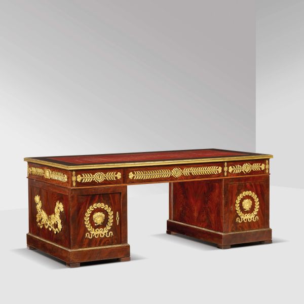 A FRENCH EMPIRE PEDESTAL PARTNERS' DESK