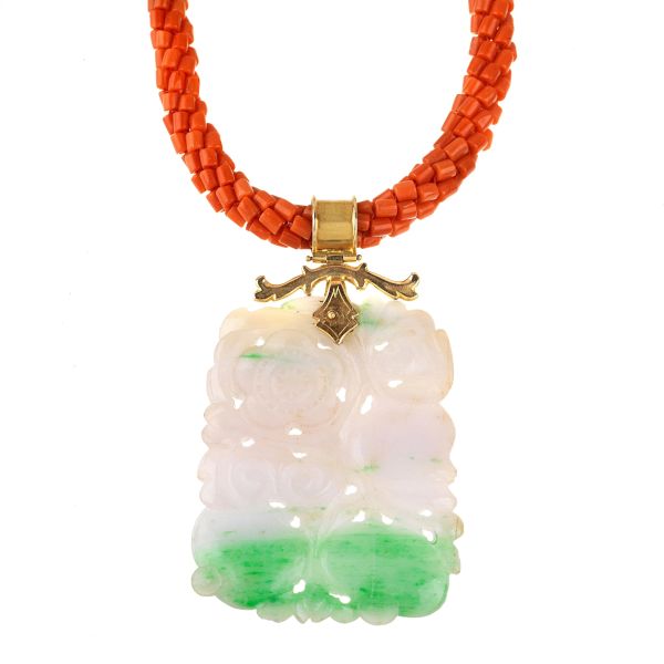 CORAL AND JADE NECKLACE