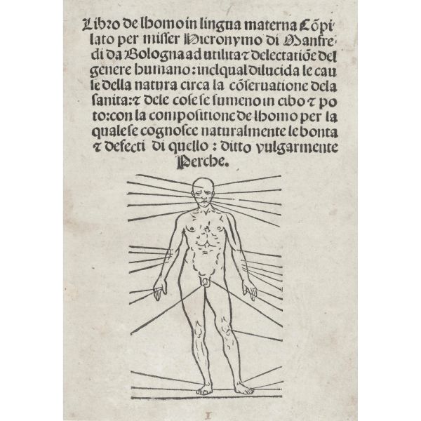 Manfredi, Girolamo. Libro de lhomo in lingua materna... ditto vulgarmente perche. Venezia, de Luere, 1514.