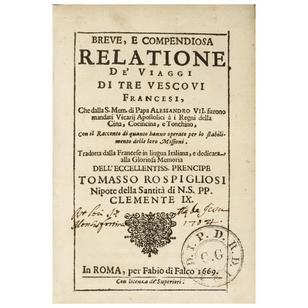 Rara prima edizione italiana di un interessante opera sulle missioni francesi in oriente