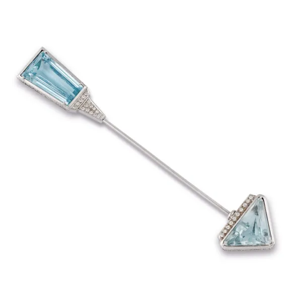 



BLUE TOPAZ AND DIAMOND ARROW PIN IN 18KT WHITE GOLD