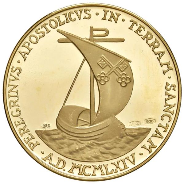 VATICANO. MEDAGLIA ORO 1964 CHE COMMEMORA IL VIAGGIO IN TERRASANTA DI PAPA PAOLO VI