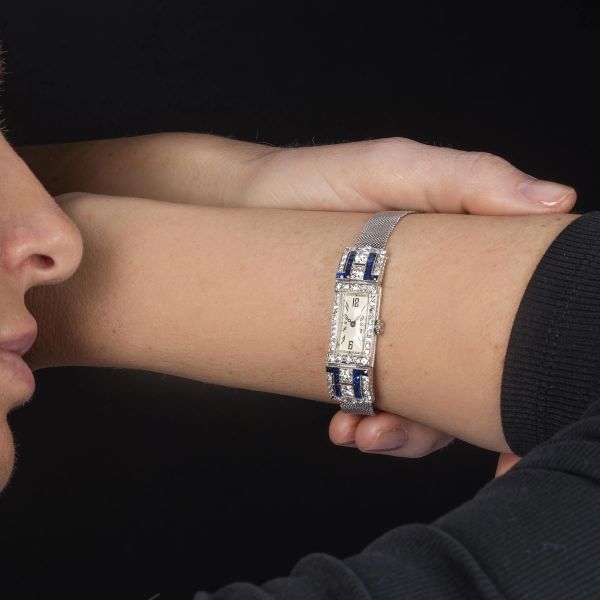 OROLOGIO DA DONNA CON ZAFFIRI E DIAMANTI