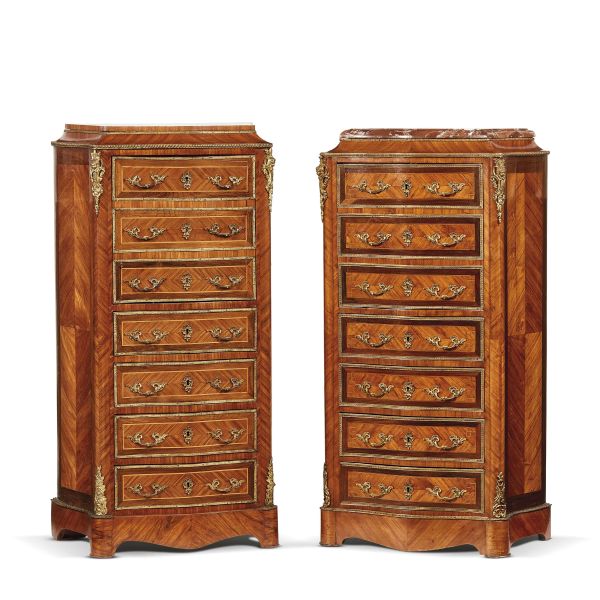 TWO FRENCH TALLBOYS, 19TH CENTURY