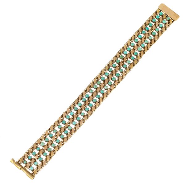 TURQUOISE BAND BRACELET IN 14KT GOLD