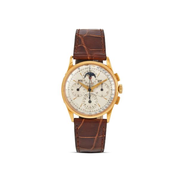 UNIVERSAL GENEVE TRICOMPAX FULL CALENDAR MOON PHASES YELLOW GOLD WRISTWATCH