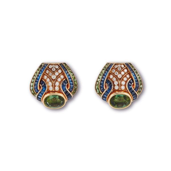 Bulgari - 



BULGARI MULTI GEM CLIP EARRINGS IN 18KT YELLOW GOLD