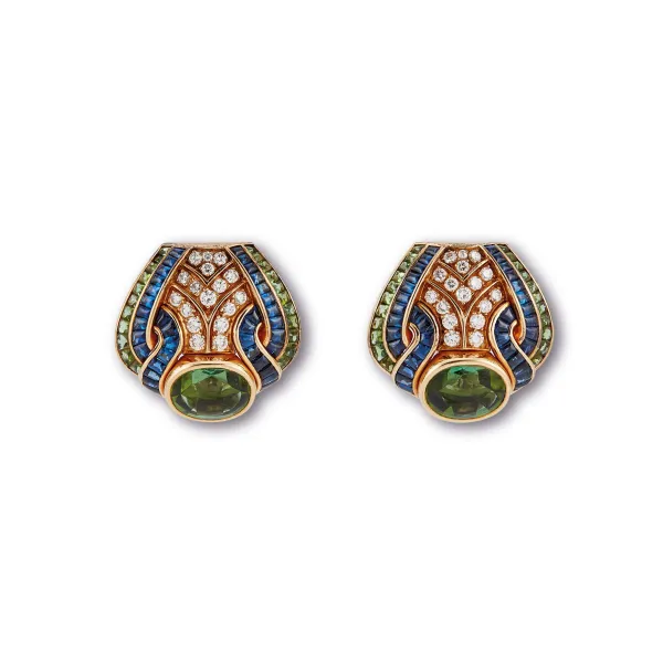 Bulgari - 



BULGARI PAIO DI ORECCHINI CON PERIDOT ZAFFIRI E DIAMANTI