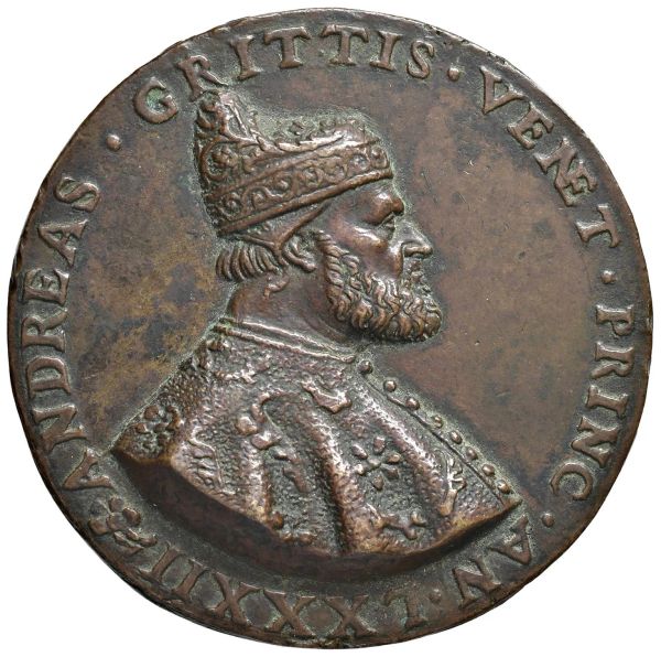 ANDREA GRITTI (1523-1538) LXXVII DOGE. MEDAGLIA CELEBRATIVA FUSA A BOLOGNA NEL 1537 OPUS GIOVANNI ZAC [..]