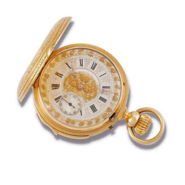 



GRANDJEAN &amp; CO. HOURS AND MINUTES REPEATER YELLOW GOLD POCKET WATCH