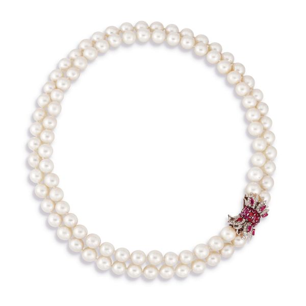 



NECKLACE WITH PEARLS, RUBIES AND DIAMONDS